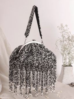 SWISNI - Black Embellished Clutch Bag (M)