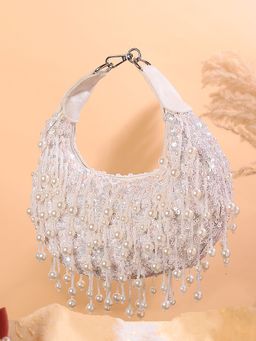 SWISNI - White Pearl Moon Clutch Bag (M)