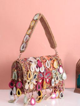 SWISNI - Golden Multi-Color Mirror Clutch Bag (M)