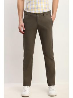 Allen Solly - Men Olive Slim Fit Textured Casual Trousers