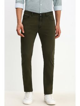 Allen Solly - Men Olive Slim Fit Solid Casual Trousers