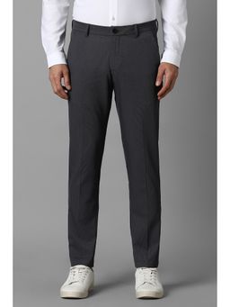 Louis Philippe - Men Grey Slim Fit Stripe Flat Front Formal Trousers