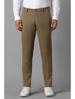 Louis Philippe - Men Brown Slim Fit Solid Flat Front Formal Trousers
