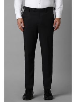 Louis Philippe - Men Black Slim Fit Solid Flat Front Formal Trousers