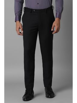 Louis Philippe - Men Black Slim Fit Solid Flat Front Formal Trousers