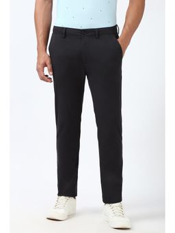Peter England - Men Black Solid Super Slim Fit Trousers