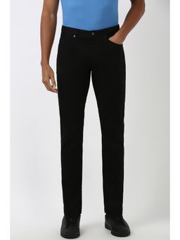 Peter England - Men Black Solid Super Slim Fit Trousers