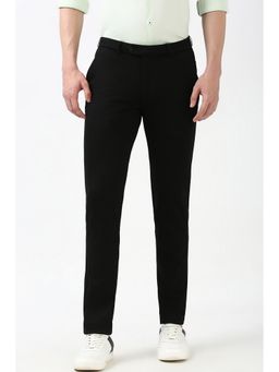 Peter England - Men Black Solid Super Slim Fit Trousers