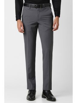 Van Heusen - Men Grey Textured Slim Fit Trousers