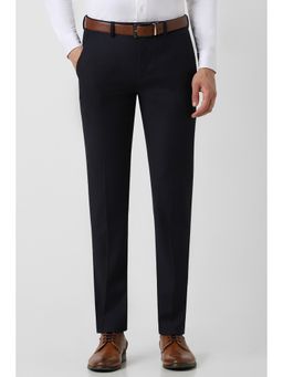 Van Heusen - Men Navy Textured Slim Fit Trousers