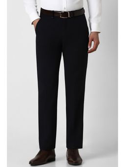 Van Heusen - Men Black Solid Slim Fit Trousers