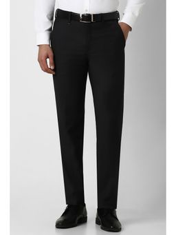 Van Heusen - Men Black Solid Slim Fit Trousers