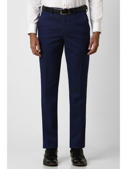 Van Heusen - Men Navy Solid Slim Fit Trousers