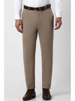Van Heusen - Men Khaki Solid Slim Fit Trousers