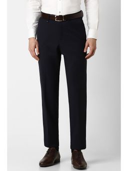 Van Heusen - Men Black Solid Regular Fit Trousers