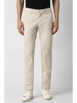 Van Heusen - Men Beige Solid Slim Fit Chinos