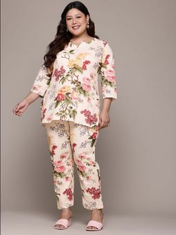 Readiprint - Straight Style White Floral Co-Ord (Set of 2)