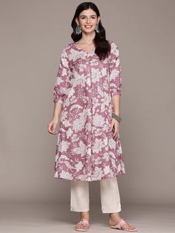 Readiprint - A-Line Style Mauve Floral Kurta with Pant (Set of 2)