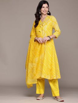 Readiprint - A-Line Style Yellow Embellished Kurta with Pant and Dupatta (Set of 2)