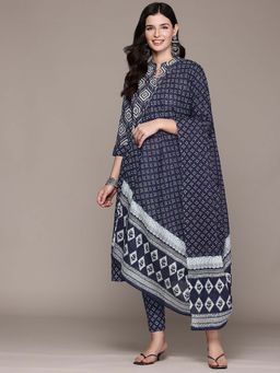 Readiprint - A-Line Style Black Printed Kurta with Pant and Dupatta (Set of 2)