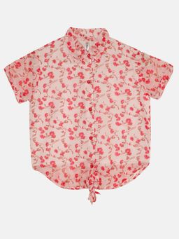 KiddoPanti - Pink Girls Polyester Tie Up Top