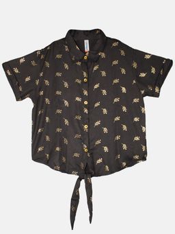 KiddoPanti - Black Girls Polyester Tie Up Top