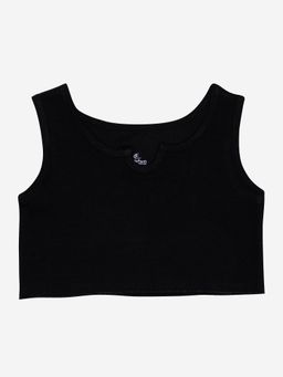 KiddoPanti - Black Girls Cotton Rib Crop Tank Top