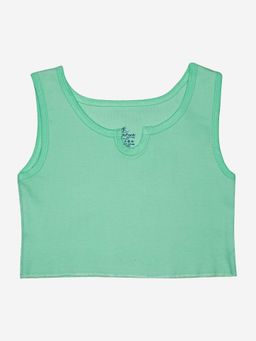 KiddoPanti - Green Girls Cotton Rib Crop Tank Top