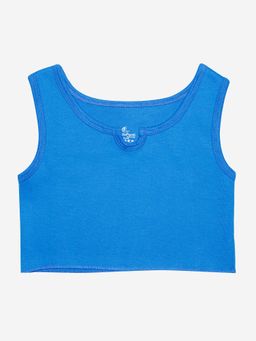 KiddoPanti - Blue Girls Cotton Rib Crop Tank Top