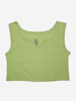 KiddoPanti - Yellow Girls Cotton Rib Crop Tank Top