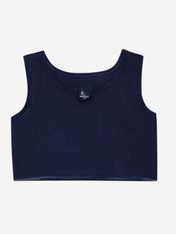 KiddoPanti - Navy Blue Girls Cotton Rib Crop Tank Top