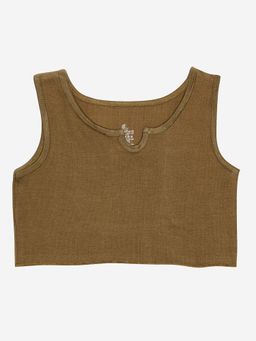 KiddoPanti - Olive Girls Cotton Rib Crop Tank Top