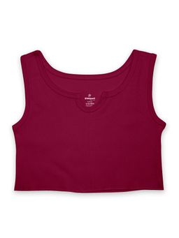 KiddoPanti - Wine Girls Cotton Rib Crop Tank Top
