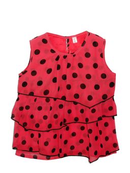 KiddoPanti - Pink Girls Georgette Sleeveless Layered Top