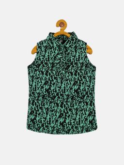 KiddoPanti - Black Girls Polyester Sleeveless Collar Top