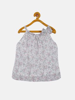 KiddoPanti - White Girls Polyester Halter Neck Strap Top With Bow