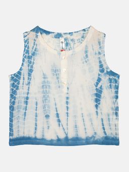 KiddoPanti - Blue Girls Rayon Sleeveless Tie And Die Top