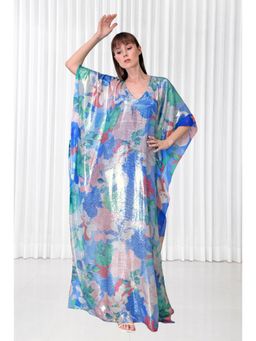 MANDIRA WIRK - Hibiscus Printed Sequins Kaftan