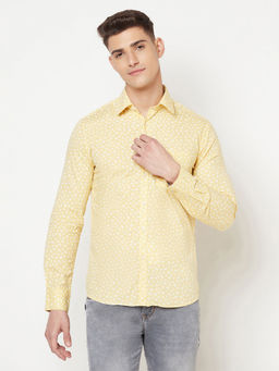 CRIMSOUNE CLUB - Mens Yellow Floral Shirt