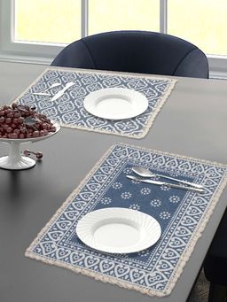 Saral Home - Decorative Cotton Printed Cotton Table Placemat - Pack of 2 Pc, (33 x 45 Cm, Grey)