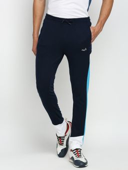 FITZ - Cotton Polyester Slim Fit French Terry Knit Joggers For Mens - Navy Blue