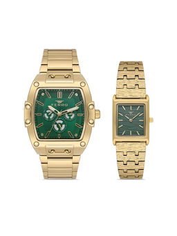 Ferro - Quartz Green Rectangle Dial Couple's Watch (FP114215-B6) (M)