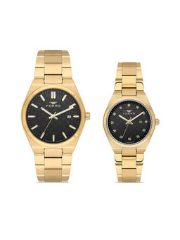 Ferro - Quartz Black Round Dial Couple's Watch (FP116216-B2) (M)