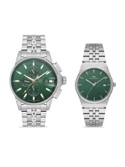 Ferro - Quartz Green Round Dial Couple's Watch (FP401215-A6) (M)