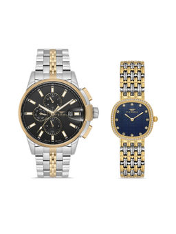 Ferro - Quartz Multicolor Round Dial Couple's Watch (FP401215-D3) (M)
