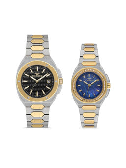 Ferro - Quartz Multicolor Round Dial Couple's Watch (FP401430-D3) (M)