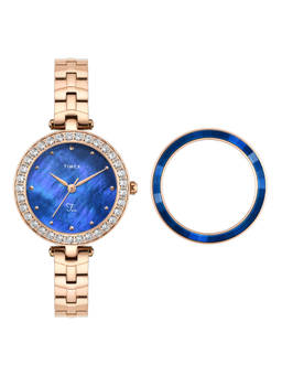 Timex - Fria Blue Dial Analog Women Watch With Inter Changeable Bezel Ring (TWEL29200) (M)