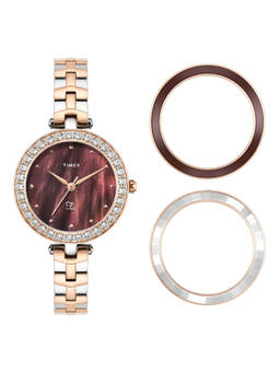 Timex - Fria Brown Dial Analog Women Watch With Inter Changeable Bezel Ring (TWEL29201) (M)