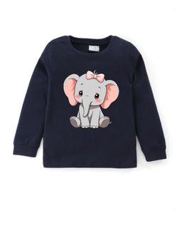 BLUSHES - Unisex Cotton Elephant Graphic Printed Sweatshirt and Joggers -Navy Blue