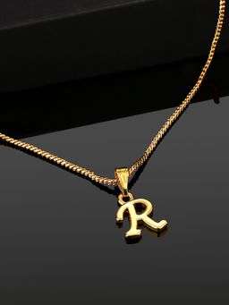 Estele - Valentine Gift - Gold Plated Initial R Letter Pendant for Women